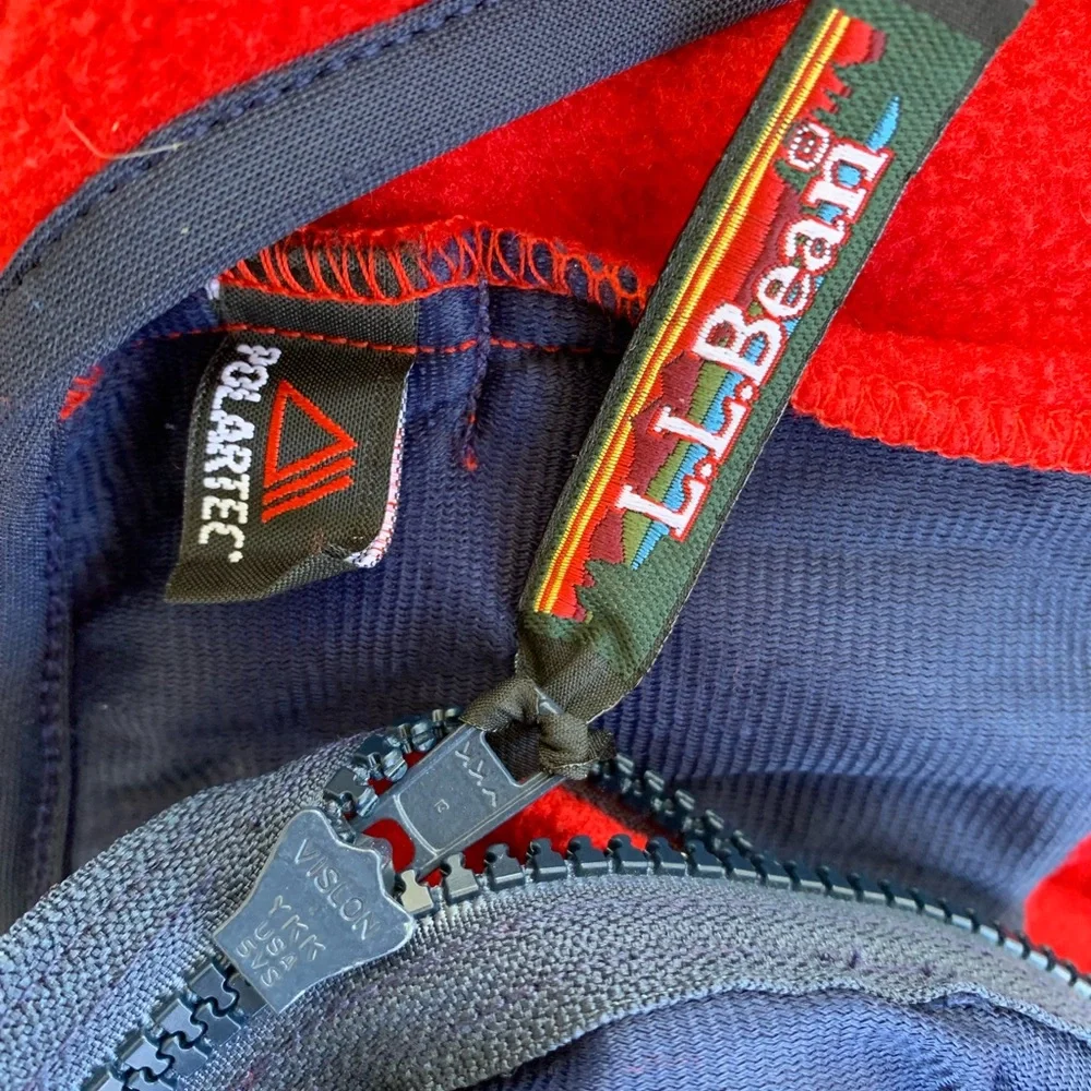 LL Bean Fleece Vest Polartec XL Zip Front Red - Picture 10 of 10